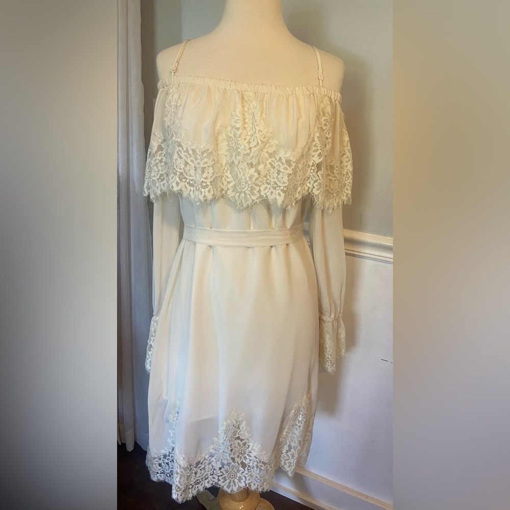 Beautiful silk and lace dress by Golden Hawk. Some M